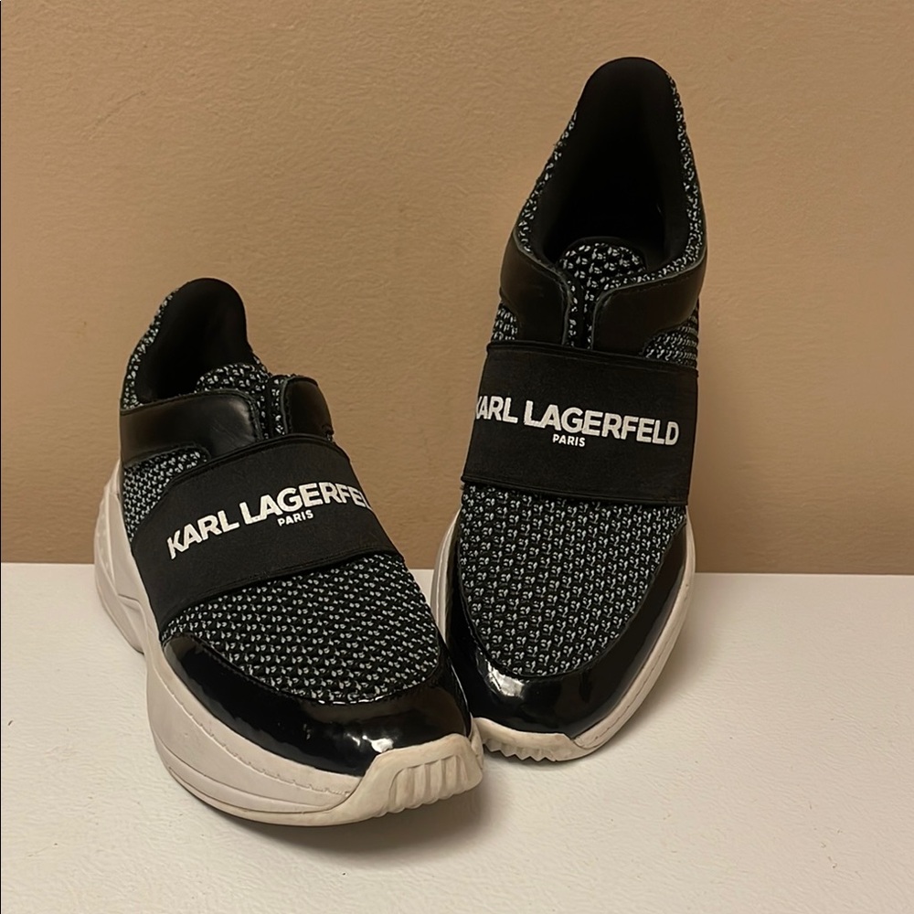 Karl Lagerfeld Black and White Loafers with Slip-On Design